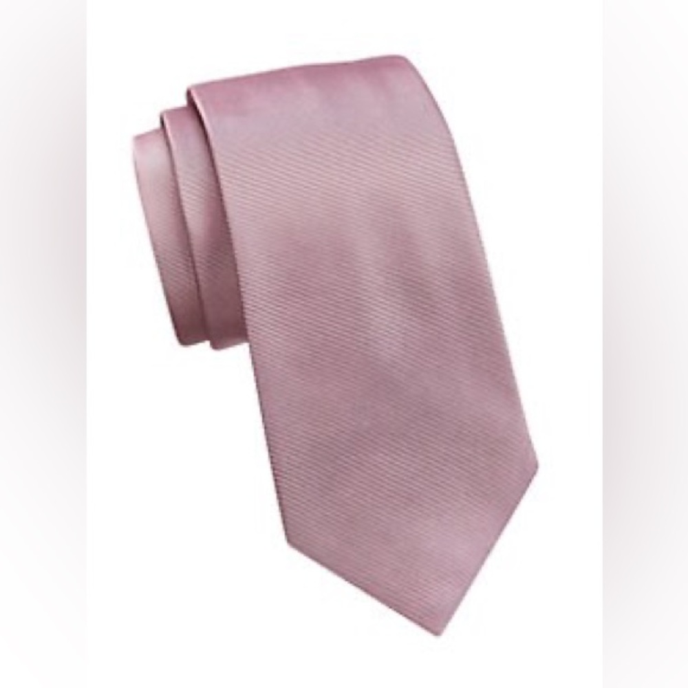 Ermenegildo Zegna Essential Stripe Pink Silk Tie - NEW